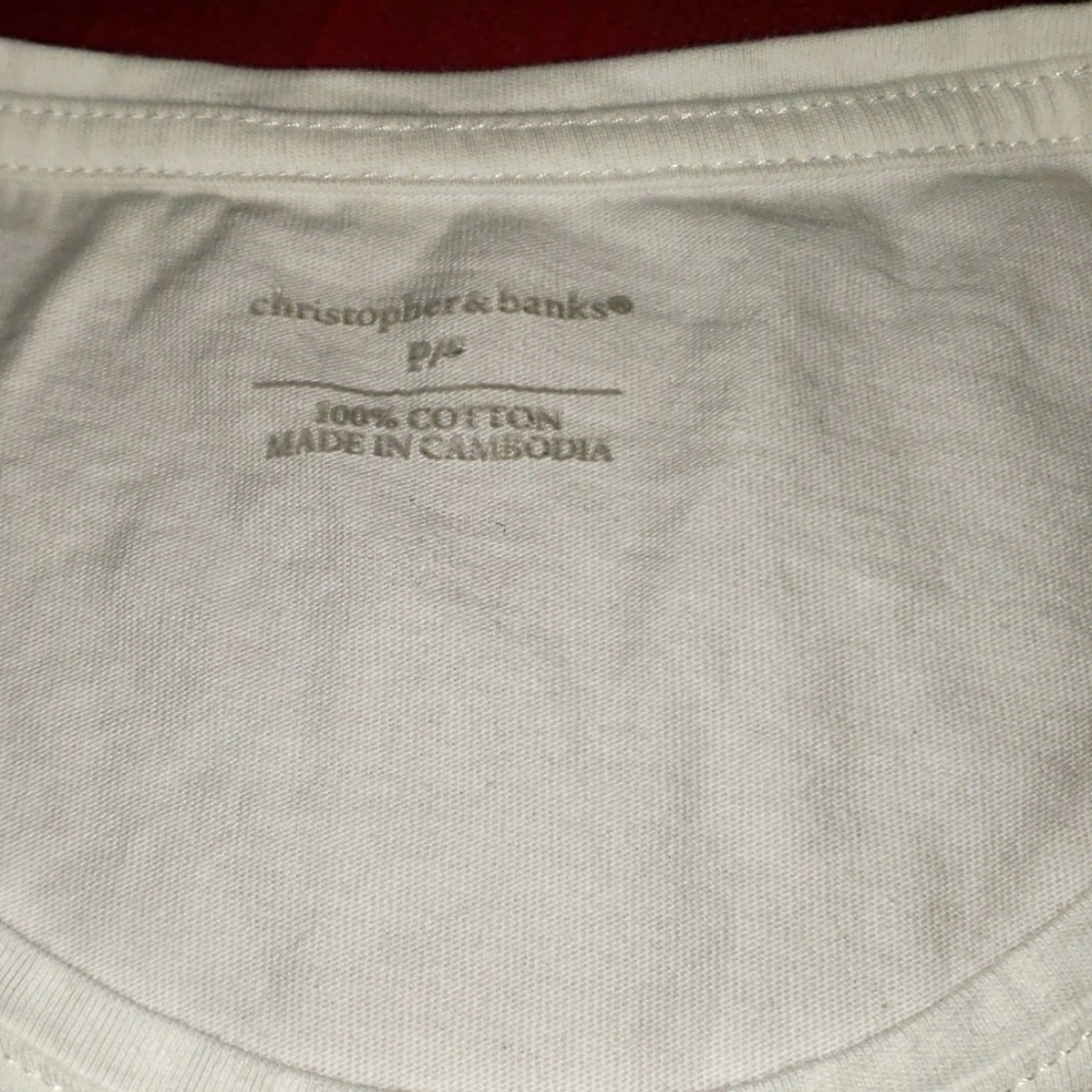 💝$8 or 4/$20! Christopher & Banks Basic White T-Shirt Size Small Petite 💝 - Picture 2 of 4